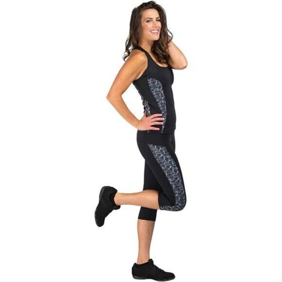 Delfin Spa Neoprene Workout Capris Heat Sauna Pants Tummy Control Leggings - Picture 4 of 6